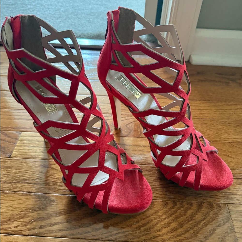 Red Strappy High Heels with Stiletto